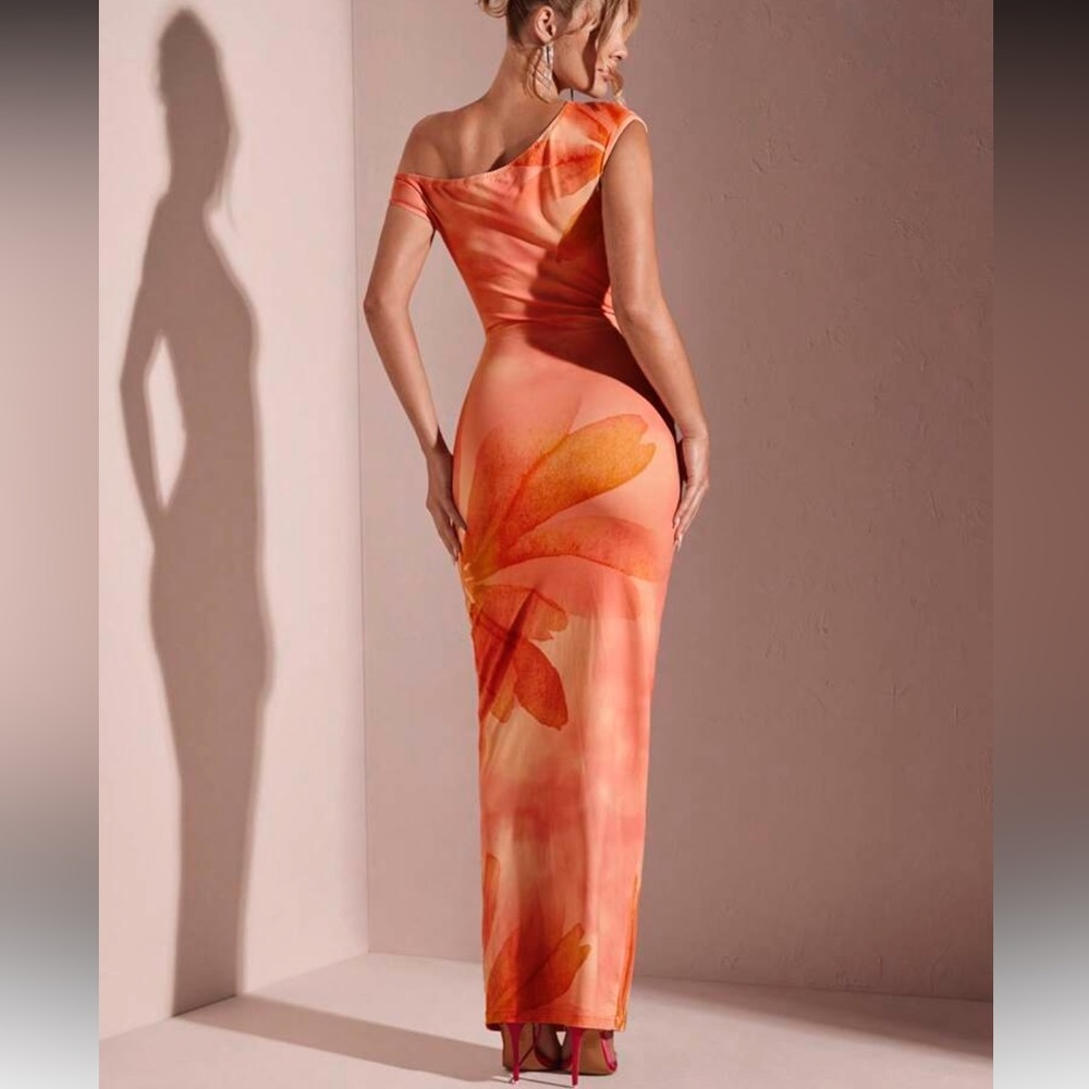 Orange Floral Women's Dress